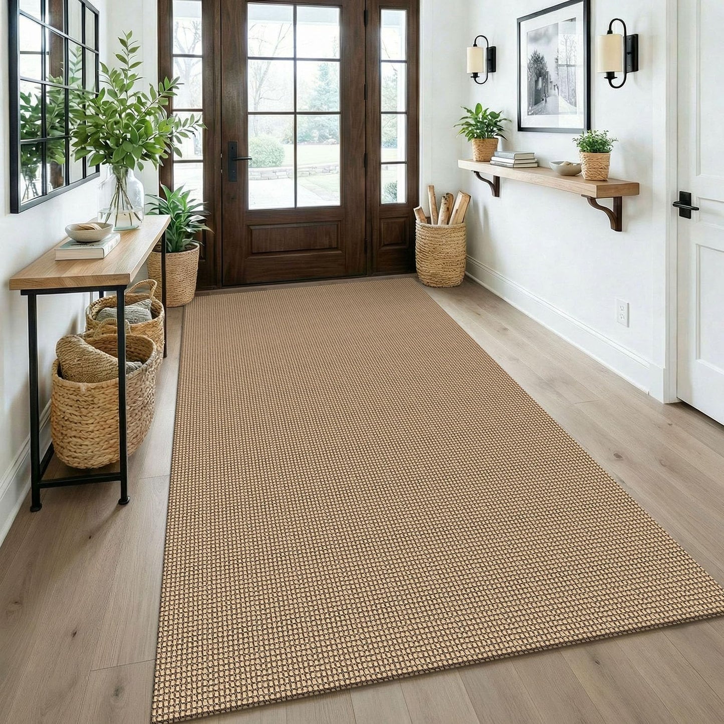KOZYFLY Washable Area Rug 4x6 ft Non Slip Rubber Backed Living Room Rugs Braided Woven Cotton Kitchen Rugs Indoor Entryway Rug Floor Carpet for Dining Living Room Bedroom, Orange Beige/Tan/Brown