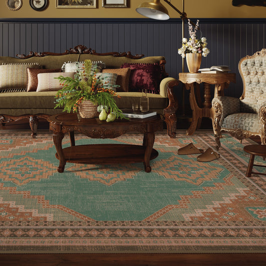 Clemile Vintage Area Rug 6x9 - Washable Ultra-Thin Area Rug Vintage Non-Slip Carpets - Soft & Stain Resistant Rug for Home Bedroom Dining Room Home Office Indoor Light Brown Tan