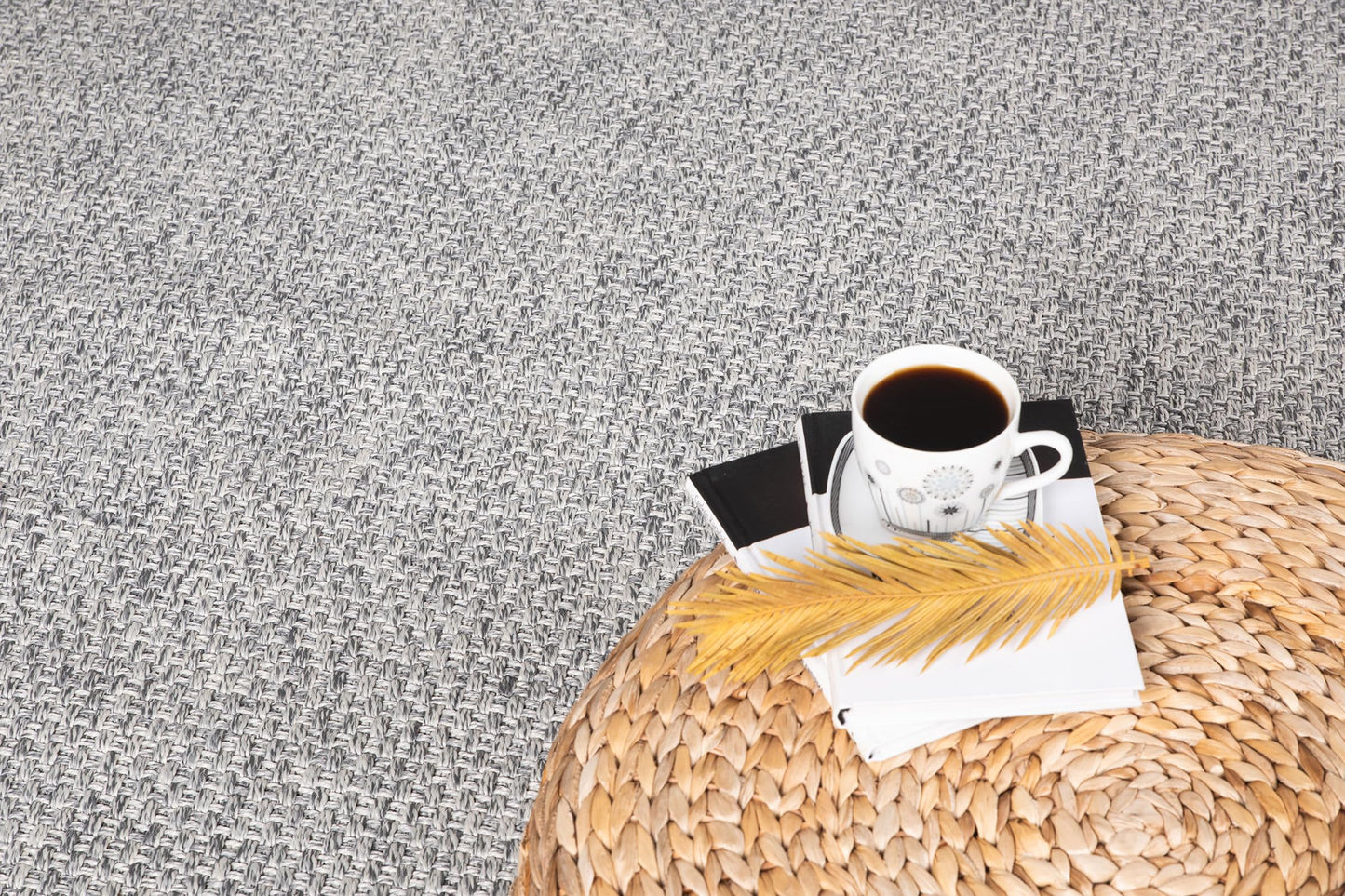 CAMILSON Easy Jute Rug 8x10, Indoor Outdoor Grey Color Area Rugs for Living Room Farmhouse Patio and Kitchen Rug, Solid Boho Woven Design, Easy-Cleaning, Washable Outside Carpet Alfombras (8 x 10)