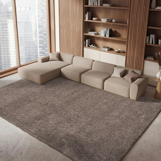 SAFAVIEH Area Rug 8x10 - August Shag Collection - Large - Taupe, Solid Pattern, Non-Shedding & Easy Cleaning, Plush Thick Pile, Ideal for Living Room, Bedroom, Dining Space (AUG900R)