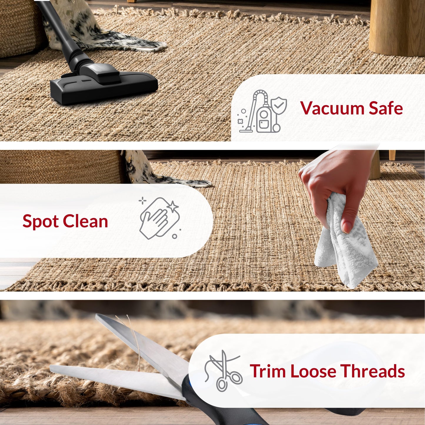 Nuloom Daniela Natural, 6' x 9', Handmade, Jute, Tassel, Soft and Textured, High Traffic, Stain Resistant, Easy Clean, Durable Area Rug for Bedroom, Living Room, Dining Space, Foyer, Entryway