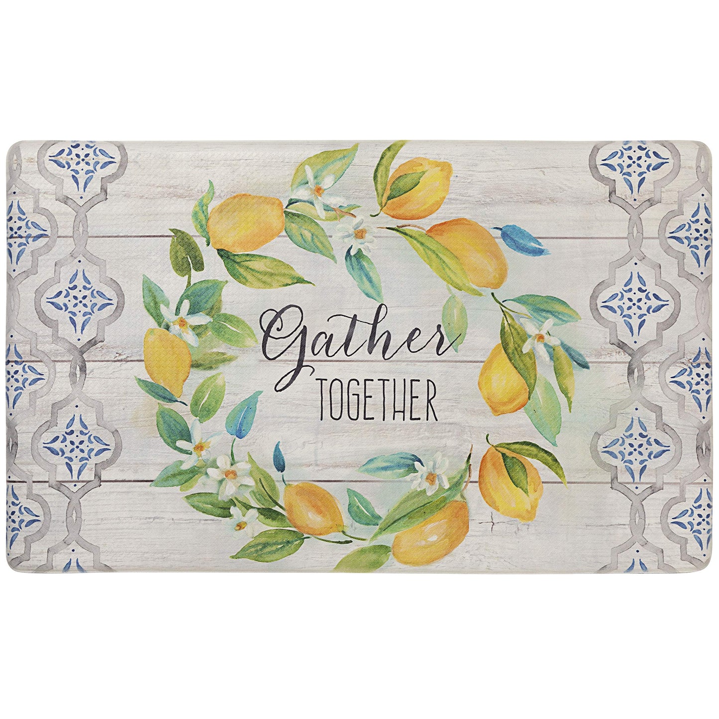 Cozy Living Anti-Fatigue Kitchen Mat, Lemon Wreath 17.5"x55"