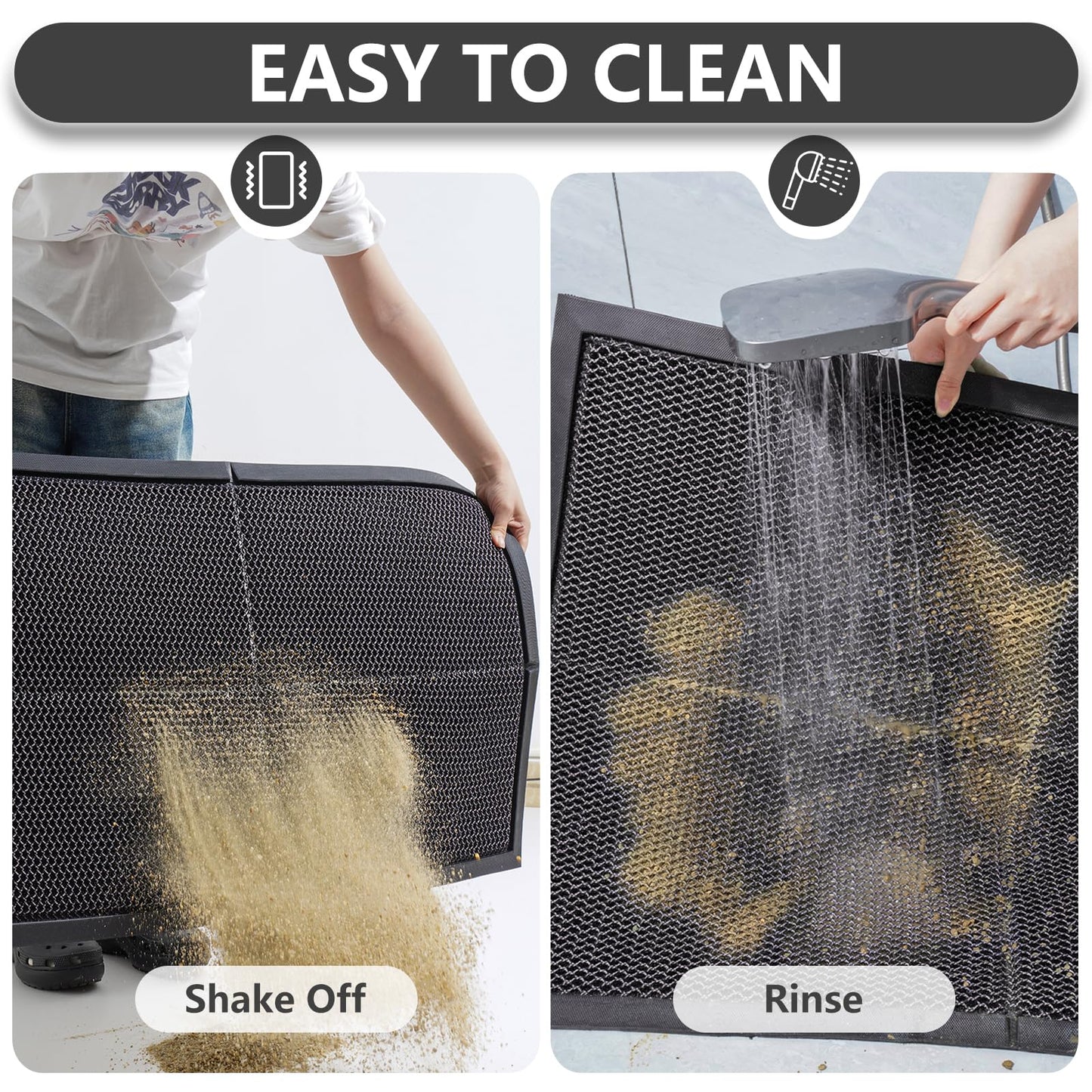 Quqei Front Door Mat Outside Entrance, 24"x36" Heavy Duty Outdoor Doormat Dirt Trapper, Non Slip Durable Welcome Mat for Front Back Door, Entry, Indoor, Porch, Low Pile, Easy to Clean, Grey
