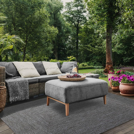Superior Large Indoor/Outdoor Area Rug, Multi-Tone Reversible Braided Floor Decor for Patio, Front Porch, Entryway, Living Room, Office, Nursery, Artistic Home, 5' x 8', Canvas-White