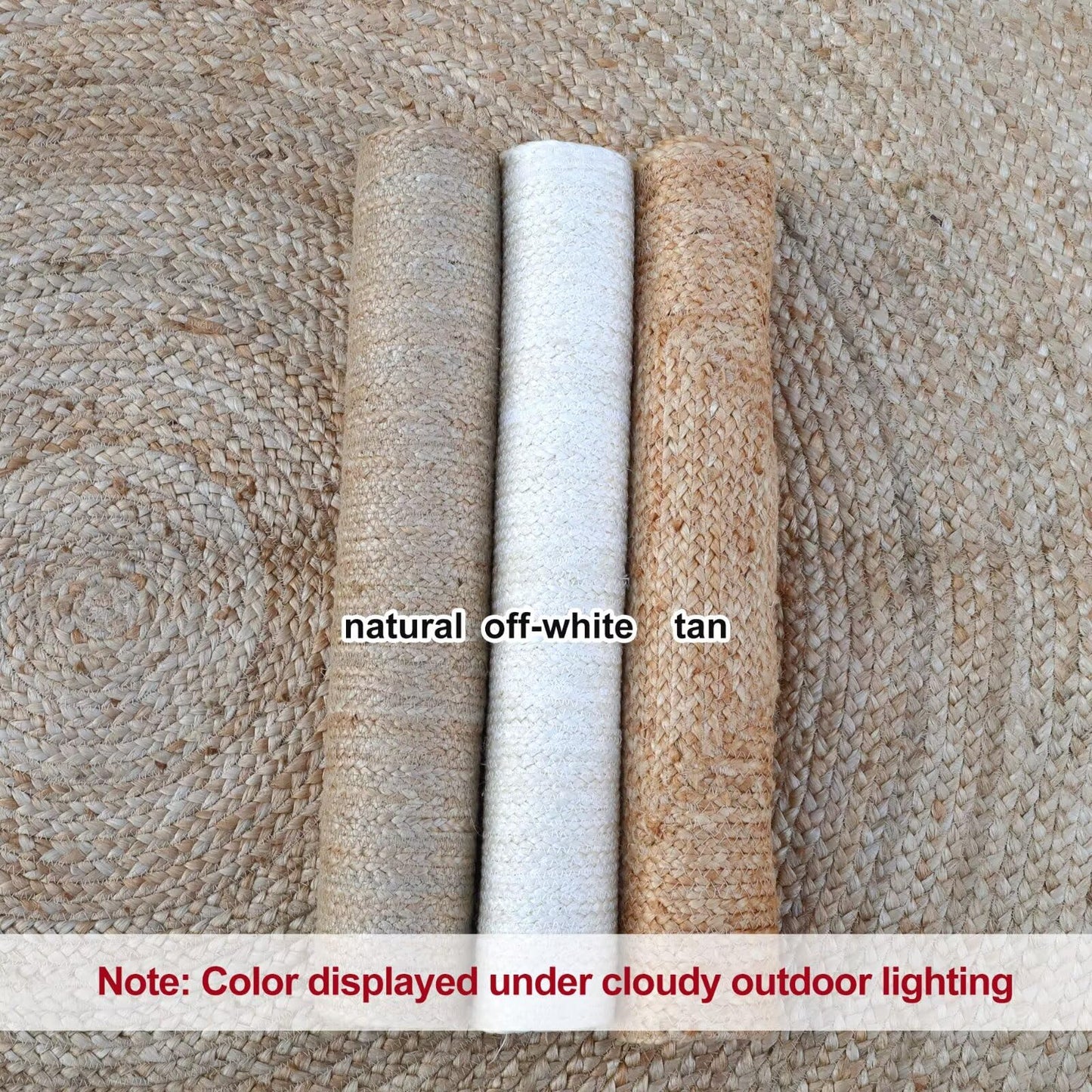 Shatex 3x5ft Natural Jute Rug, Handcrafted Braided Burlap Rug for Bedroom & Living Room, 100% Jute Fiber, Natural Color