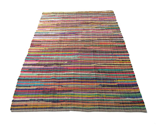 Chardin home - Eco Friendly 100% Recycled Cotton Colorful Chindi Area Rug – 8’x10’, Multi.