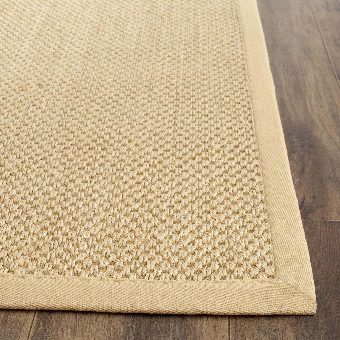 SAFAVIEH Area Rug 9' Square - Natural Fiber Collection - Maize & Wheat, Sisal, Woven Design with Border (NF443A)