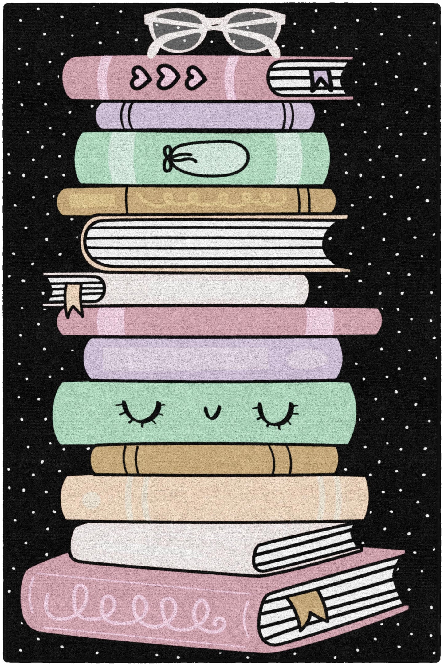 Flagship Carpets Book Club Stack of Books Educational Area Rug for Kids Room, Children's Classroom Rug for Teaching and Playroom, 5' X 7'6"