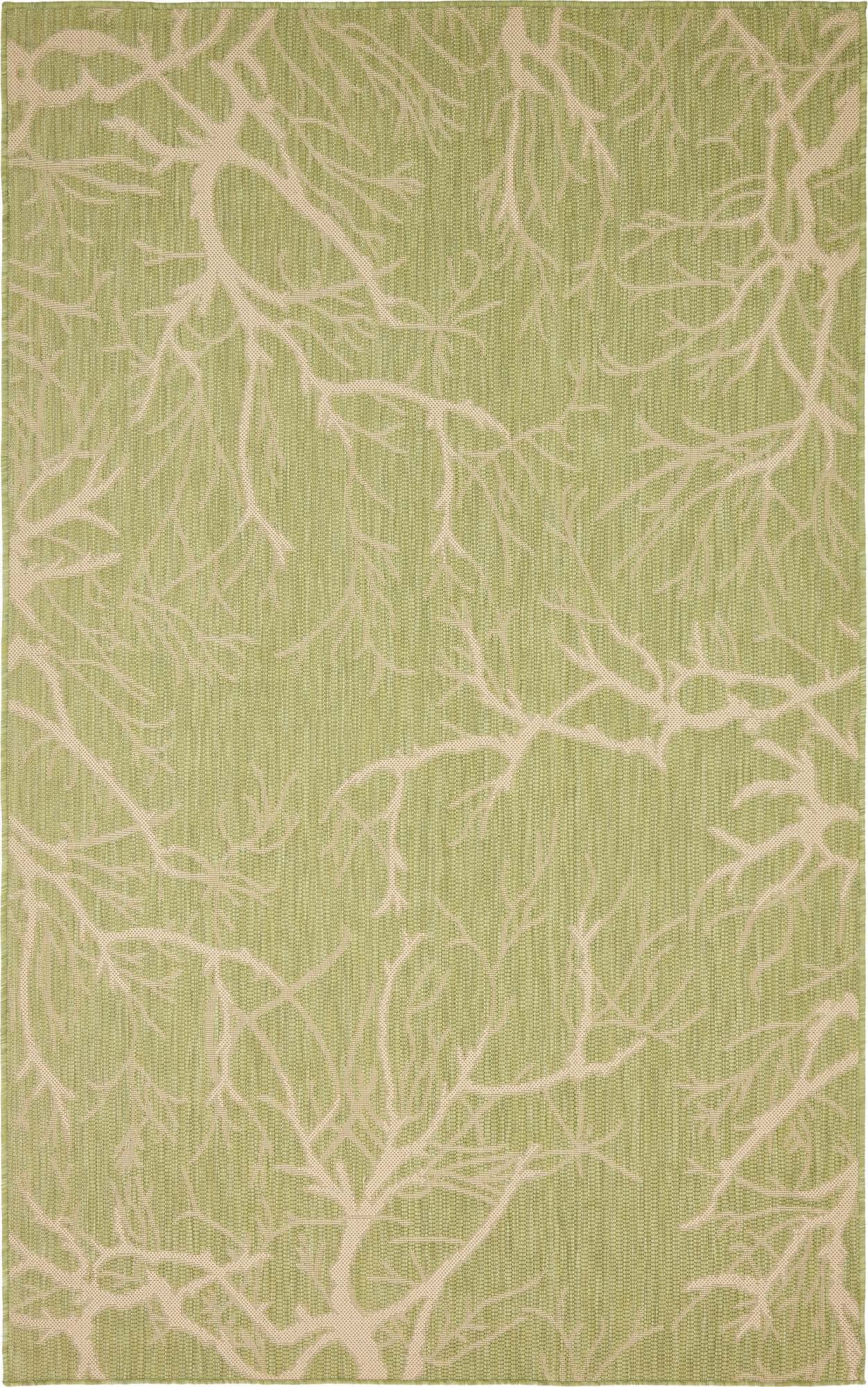 Unique Loom Outdoor Botanical Collection Area Rug - Branch (5' 1" x 8' Rectangle, Light Green/ Beige)