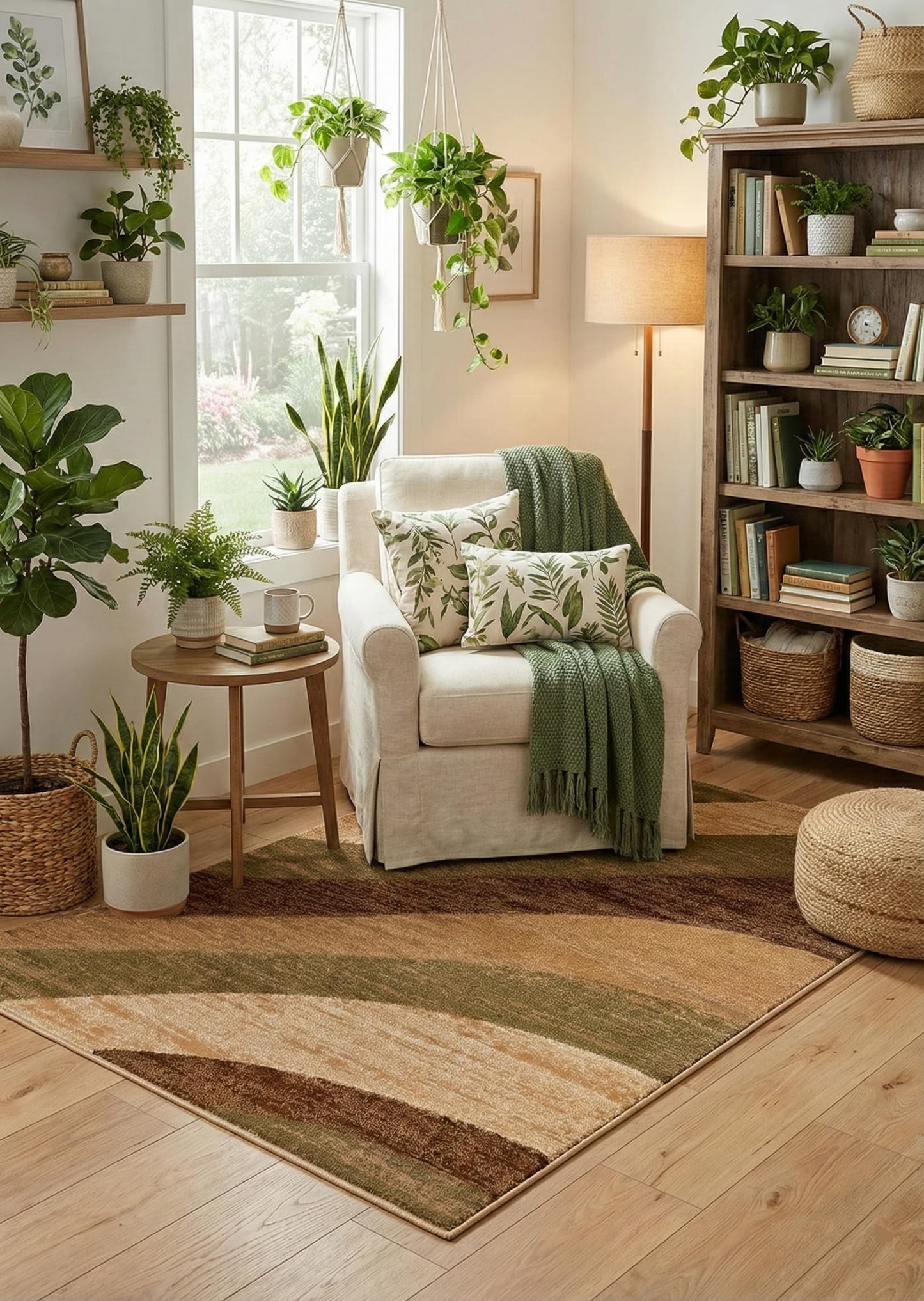 Well Woven Good Vibes Cecilia Multi Color Brown 5'3" x 7'3" Modern Area Rug for Living & Dining Room - Stain-Resistant, Hand-Carved, 3D Abstract Design