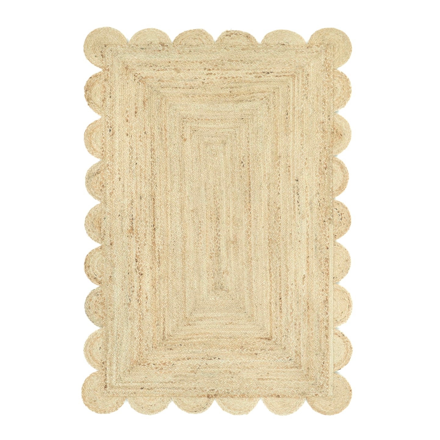 NISGAUR Scallop Jute Rug Natural Fiber Boho Décor Sustainable Rug, Natural/Beige, 3x5 Feet