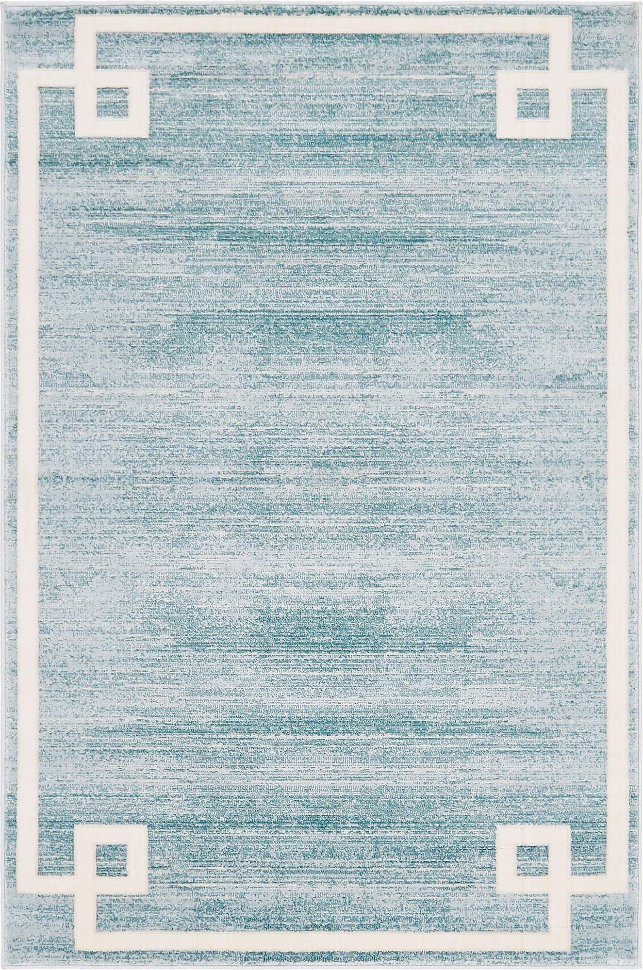 Unique Loom Jill Zarin Uptown Collection Area Rug - Lenox Hill (4' 1' x 6' 1' Rectangle, Turquoise/ Ivory)
