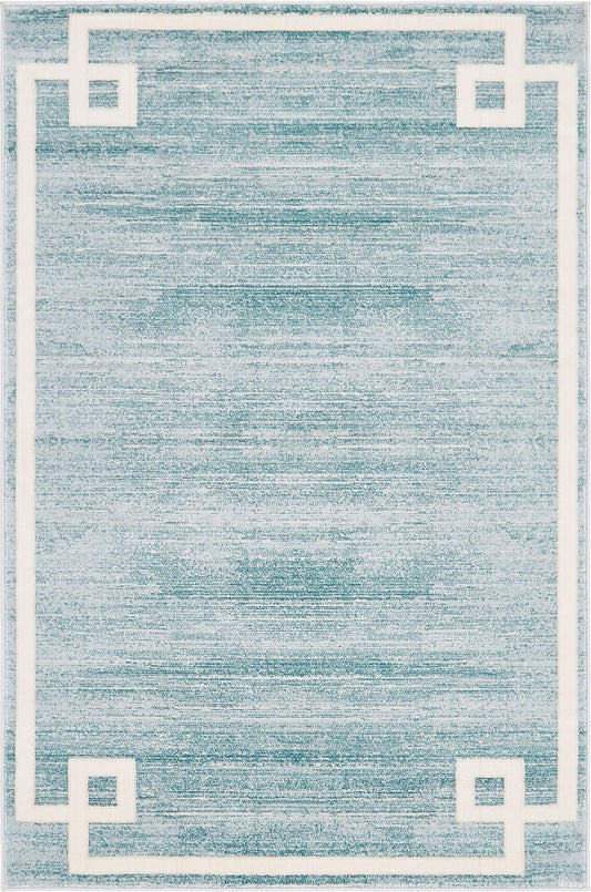 Unique Loom Jill Zarin Uptown Collection Area Rug - Lenox Hill (4' 1' x 6' 1' Rectangle, Turquoise/ Ivory)