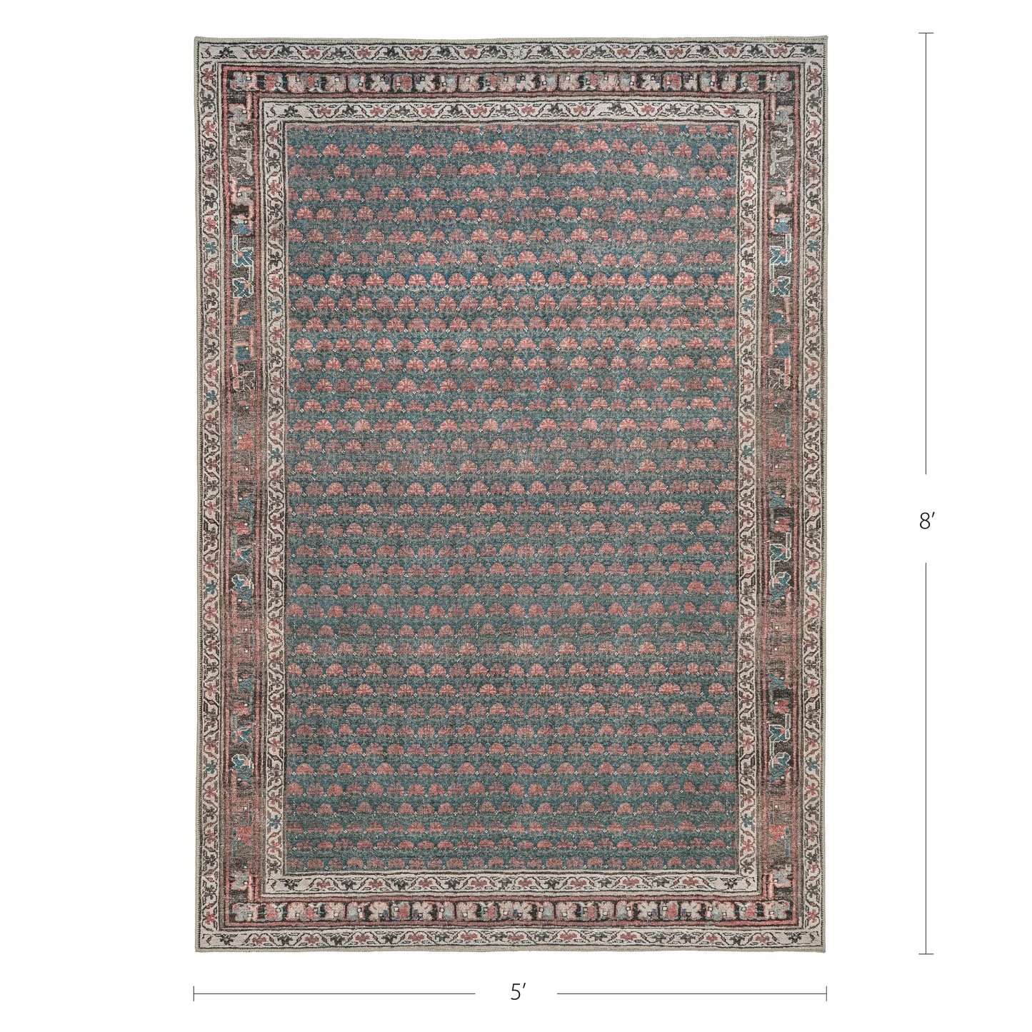 KNOTTING MATTERS Knot Again 5’ x 8’ Area Rug – Clay & Mineral Blue Heritage Flatweave, Low-Pile – Easy Clean Area Rug – Perfect for Living Room, Dining Room, Bedroom – Pet & Kid Friendly