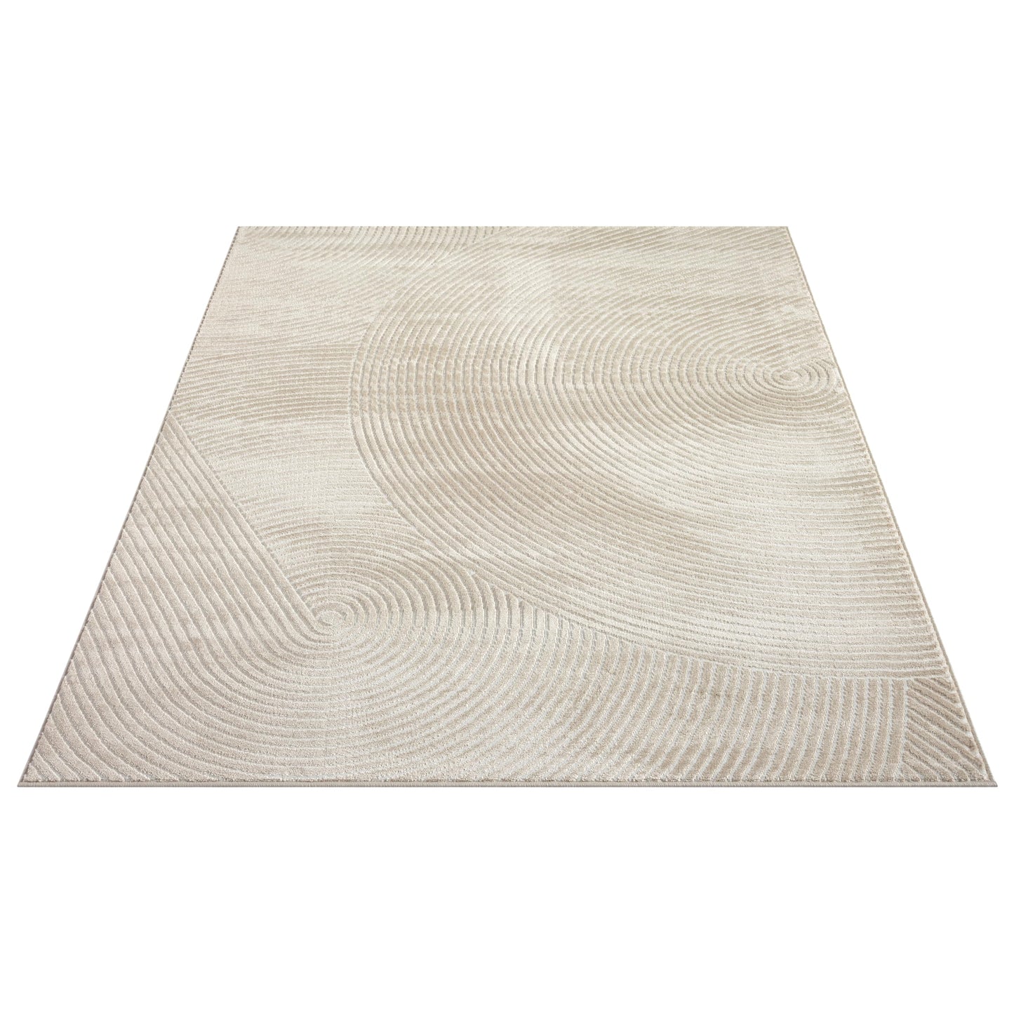Abani Neutral Beige Area Rug | 5' x 8' Tan Geometric Carpet with Zen Circle Pattern | Rugs for Living Room, Bedroom, Office