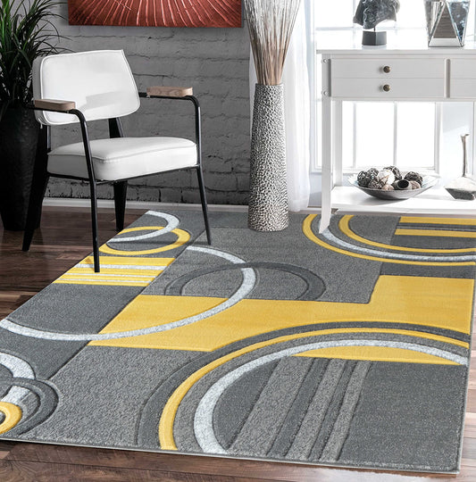 GLORY RUGS Area Rug Modern Soft Hand Carved Contemporary Floor Carpet with Premium Fluffy Texture for Indoor Living Dining Room and Bedroom Area (4x6, Yellow)