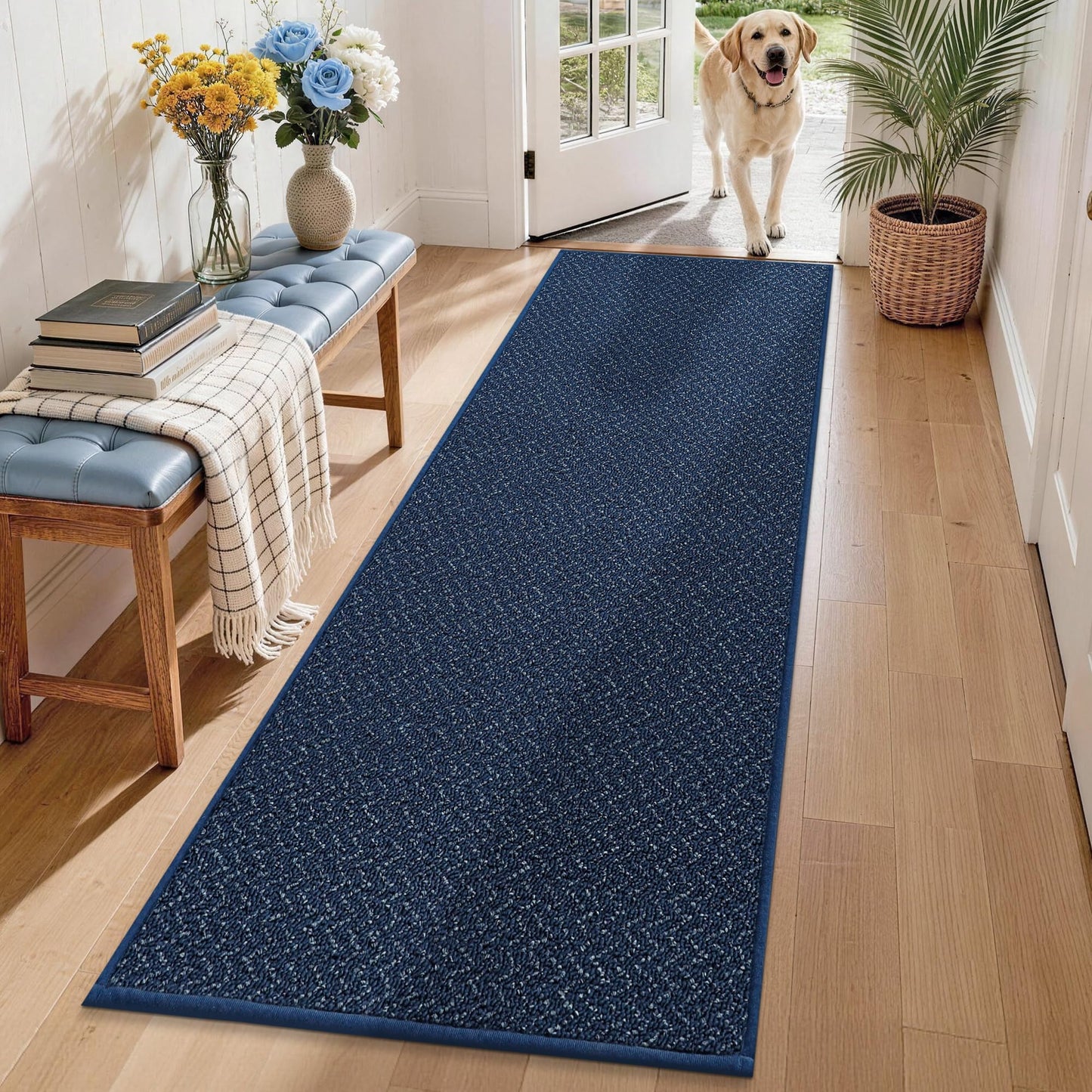 COSY HOMEER Hallway Runner Rug 2'x8' Non Slip Washable Entryway Runner Rugs Absorbent Stain Resistant Carpet Rug Runners for Hallways,Entrance and Laundry Room,Blue