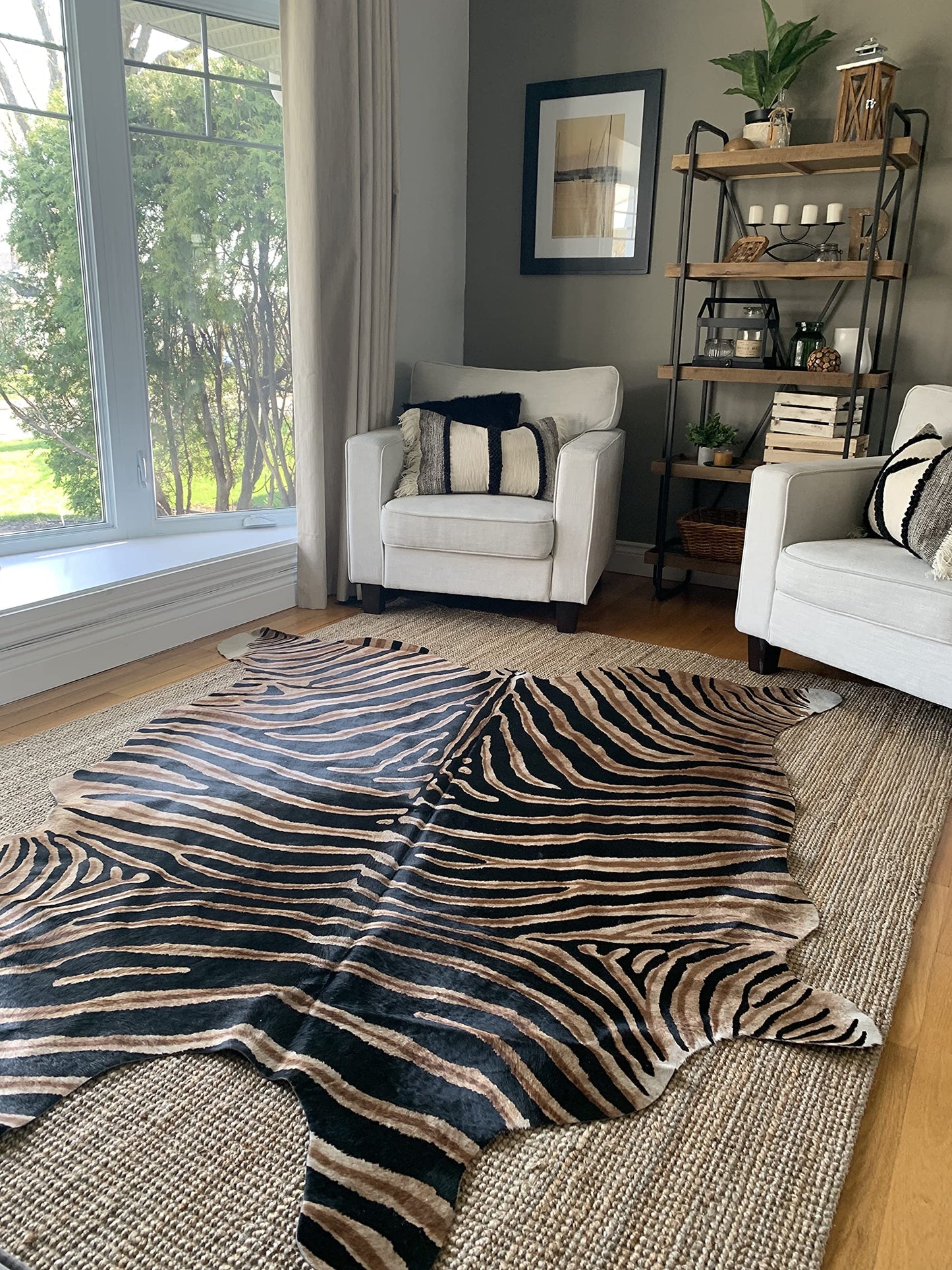 Deluxe Cowhides - Cowhide Area Rug - Dark Brown Genuine Zebra Cowhide Approx 7X6 feet or 213X183cm