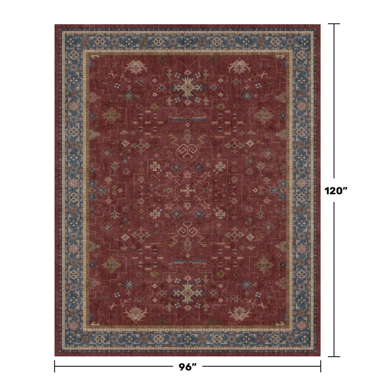 Hazo Haus Oriental 8x10 Large Area Rugs for Living Room - Burgundy Rug for Bedroom Under Bed, Dining Room Under Kitchen Table, Washable Soft Non Slip Unique Indoor Décor