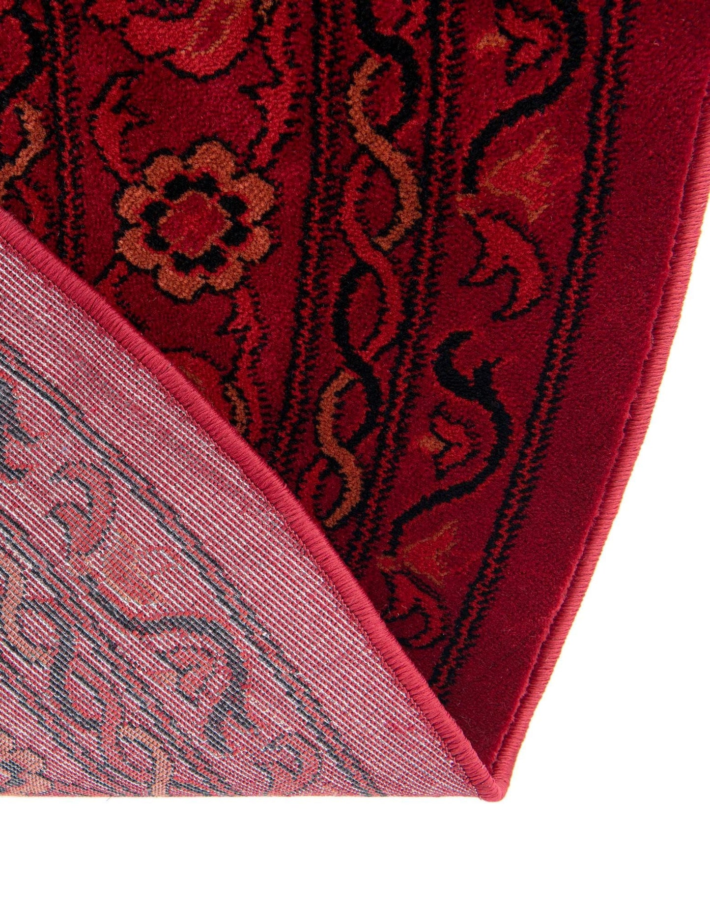 Rugs.com Bokhara Collection Rug – 5 Ft Round Red Medium-Pile Rug Perfect for Kitchens, Dining Rooms
