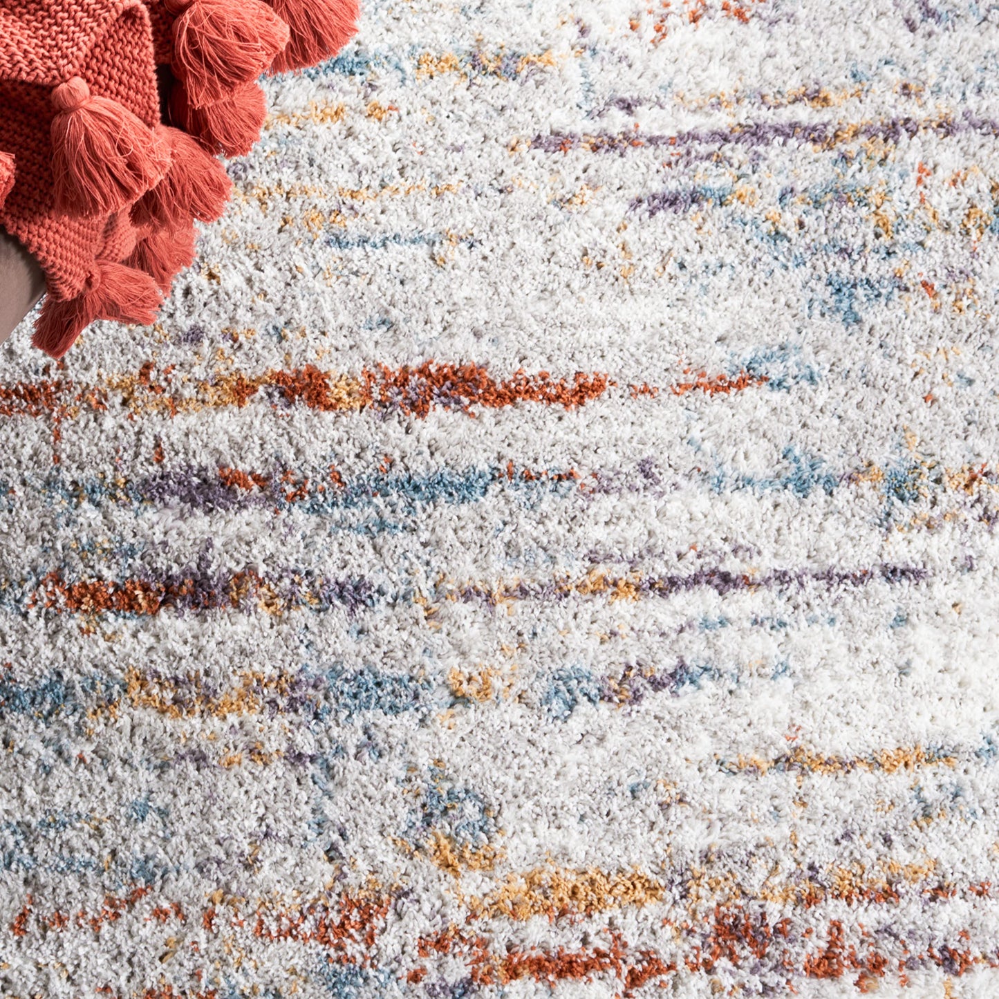 SAFAVIEH Berber Shag Collection Area Rug - 9' x 12', Blue Rust & Ivory, Modern Abstract Design, Non-Shedding & Easy Care, 1.25-inch Thick Ideal for High Traffic Areas in Living Room, Bedroom (BER577A)