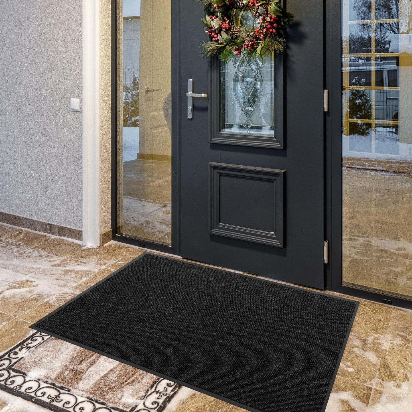 4′ x 6′ Front Doormat Indoor Outdoor Entrance, Commercial Door Mat Heavy Duty Trap Dirt and Moisture Entryway Floor mat, Custom Size Non Slip Rubber Backing Welcome Mat for High Traffic Area