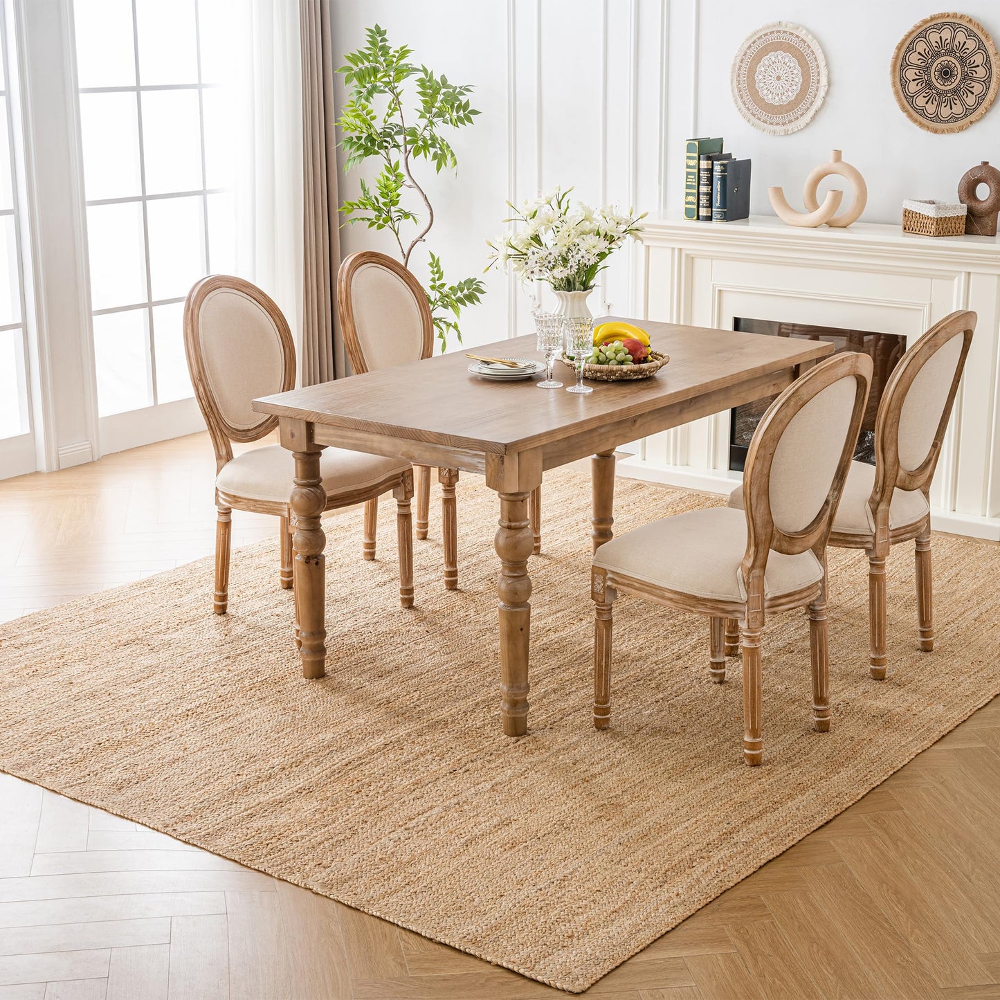 Shatex 3x5ft Natural Jute Rug, Handcrafted Braided Burlap Rug for Bedroom & Living Room, 100% Jute Fiber, Natural Color