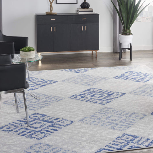 Nourison Home Whimsicle Tribal Grey Blue 7' x 10' Area Rug, Easy Cleaning, Non Shedding, Bed Room, Living Room, Dining Room, Kitchen (7x10)