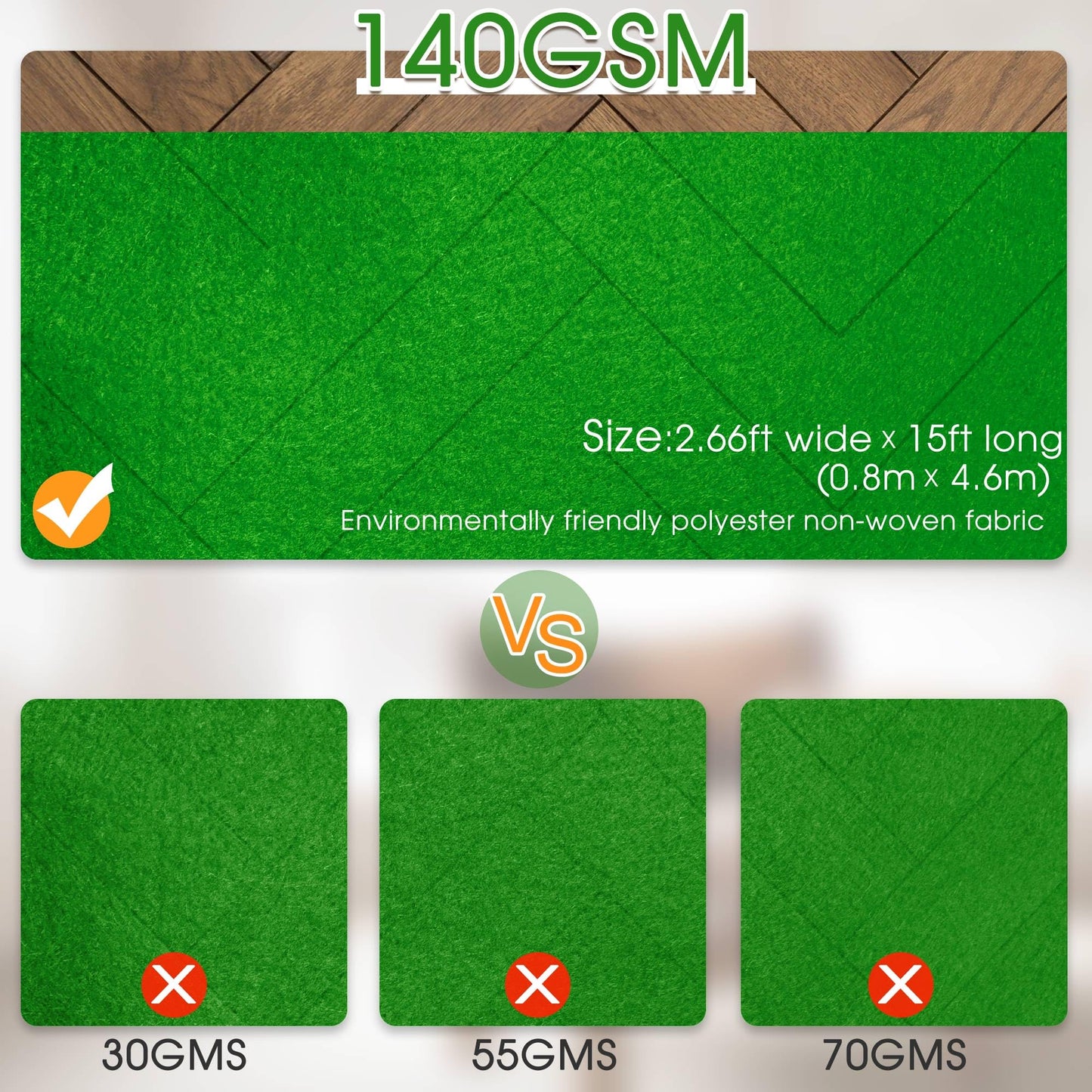 Green Carpet Runner for Party,140GSM 2.62FTx15FT Carpet Party Decorations,Green Runway Rug for Prom Felt Non-Woven Fabric,Runner for Wedding Ceremony