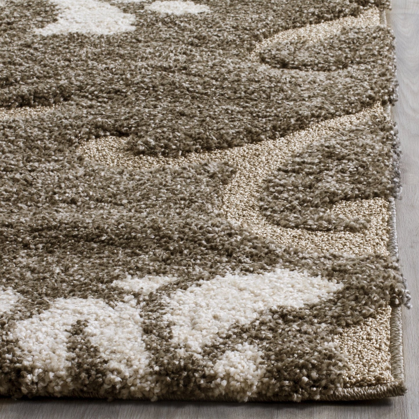 SAFAVIEH Florida Shag Collection Area Rug - 9'6" x 13', Smoke & Beige, Floral Design, Non-Shedding & Easy to Clean, High-Low Plush Pile, Ideal for Living Room, Bedroom, Dining Space (SG464-7913)