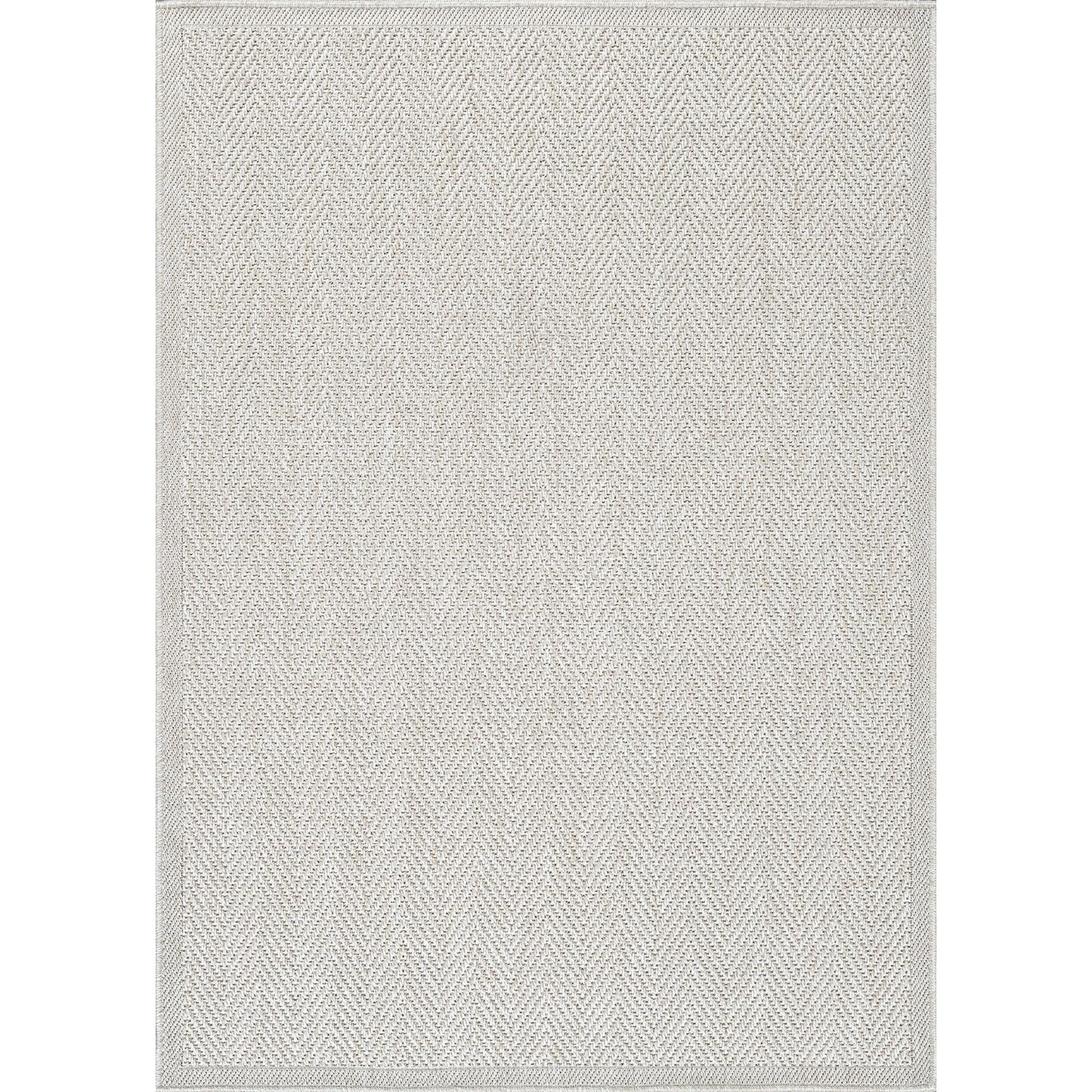 CAMILSON Easy Jute Rug 9x12, Indoor Outdoor Off-White Color Fiber Area Rugs for Living Room and Patio Rug Herringbone Seagrass Boho Woven Design Easy-Cleaning Washable Outside Carpet Alfombras 9 x 12