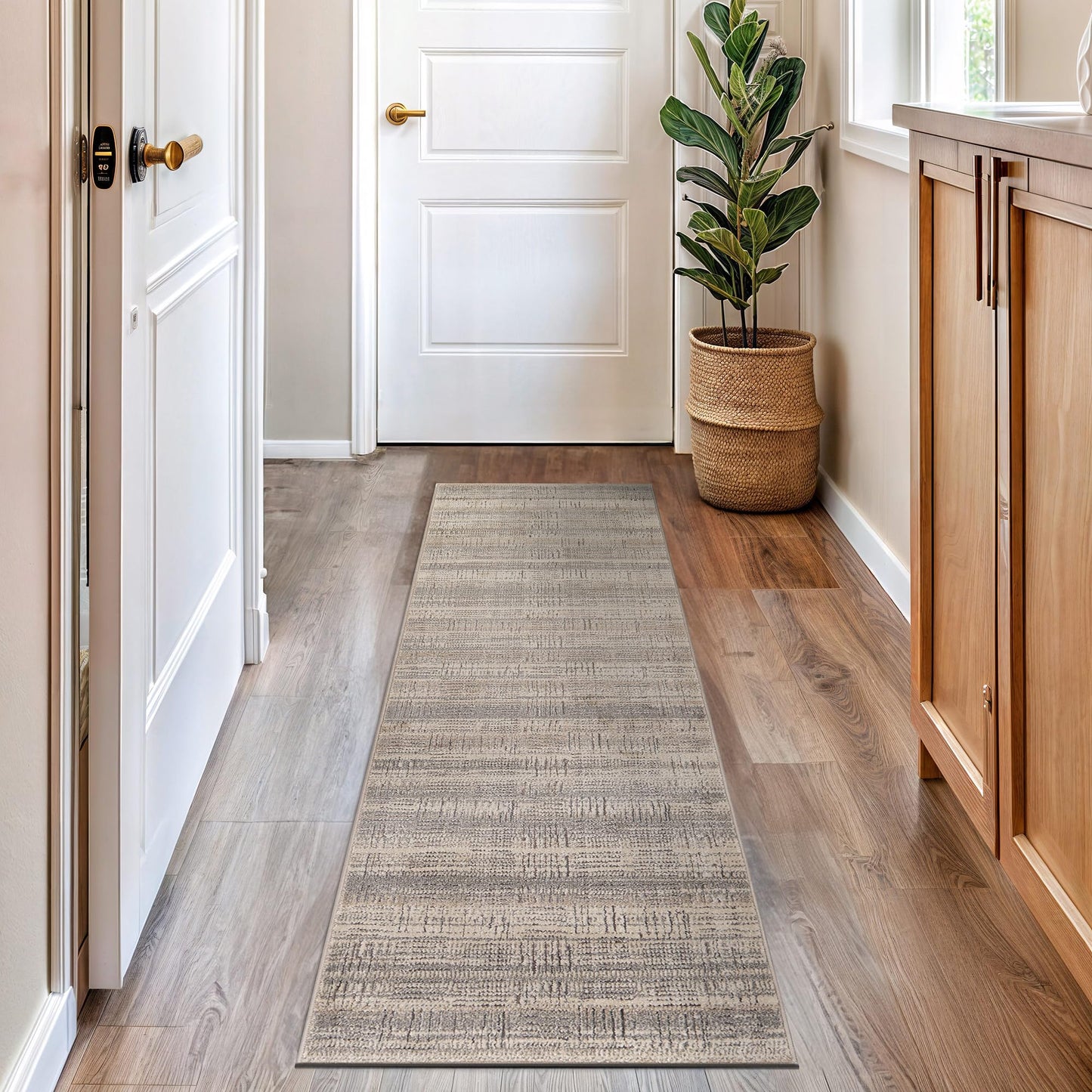 Rugshop Textured High-Low Indoor Runner Rug, Neutral Sandstone Design, Jute Backing, Hallway Entryway Kitchen Rug, Easy-Care Spot Clean, 2' 3" x 12' Beige