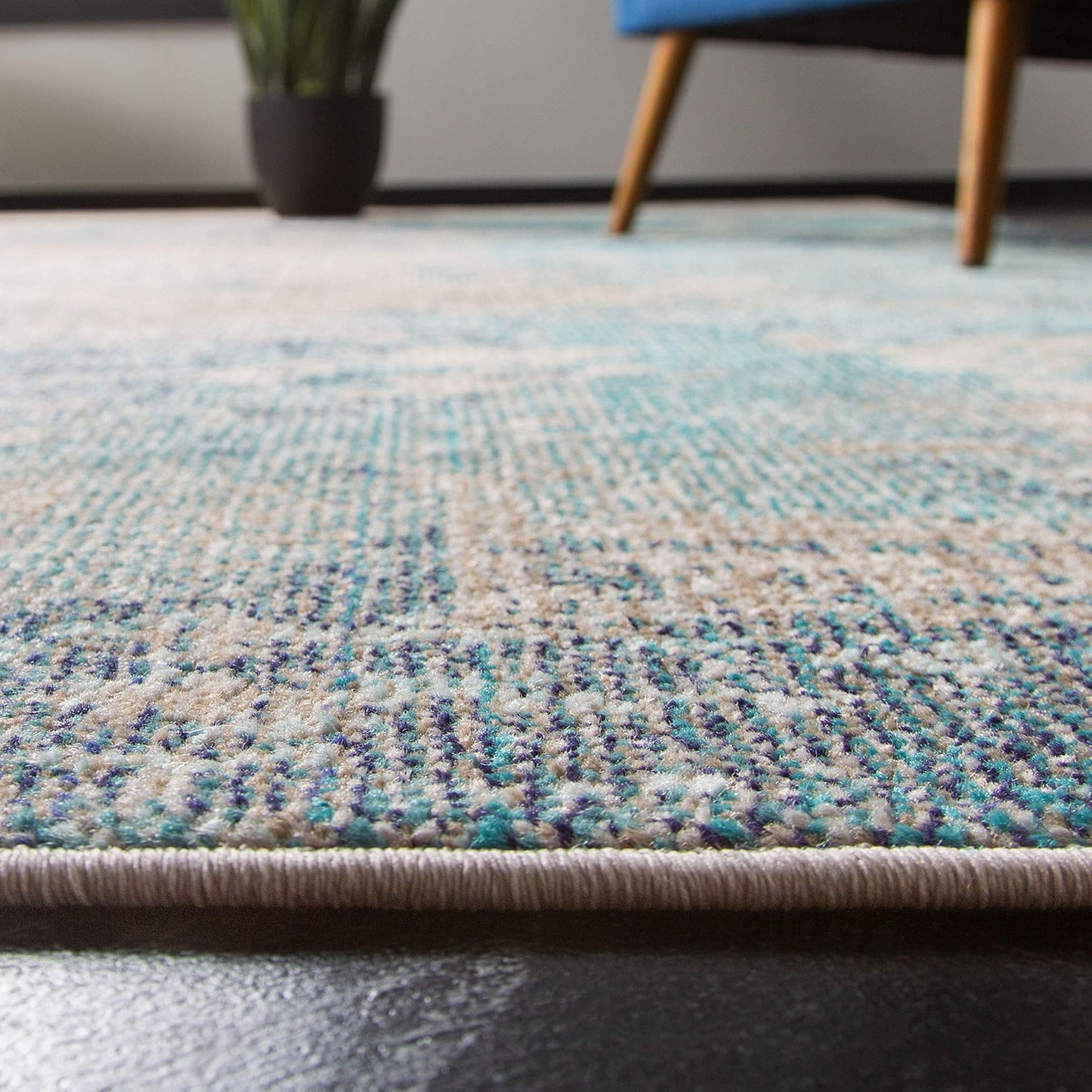 SAFAVIEH Madison Collection Area Rug - 10' x 14', Blue & Grey, Modern Boho Abstract Design, Non-Shedding & Easy Care, Ideal for High Traffic Areas in Living Room, Bedroom (MAD440M)