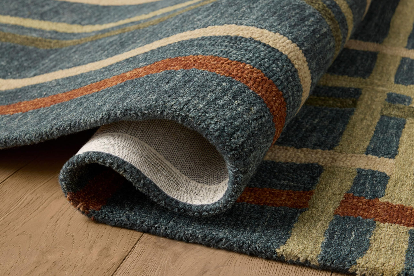 Loloi Magnolia Home by Joanna Gaines Waylon Collection WAY-01 Denim/Multi 2'-6" x 7'-6" Runner Rug
