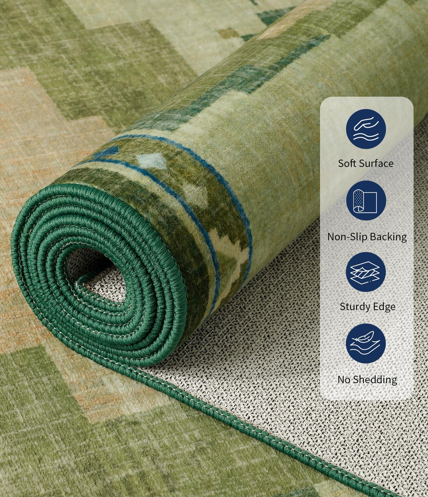 YIHOUSE Mid Century Modern Rugs for Living Room, 6x9 Green Rug No-Slip Southwestern Large Area Rug Washable Rugs for Bedroom, Dining Room