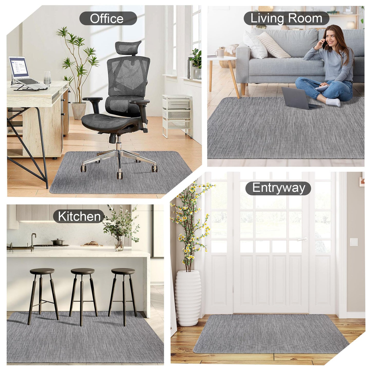 Cybstrax Office Chair Mat for Hardwood & Tile Floor, 46"x60" Desk Computer Chair Mat, Anti Slip, Non-Curve, Floor Protector Under Desk Low-Pile Office Rug for Rolling Chair