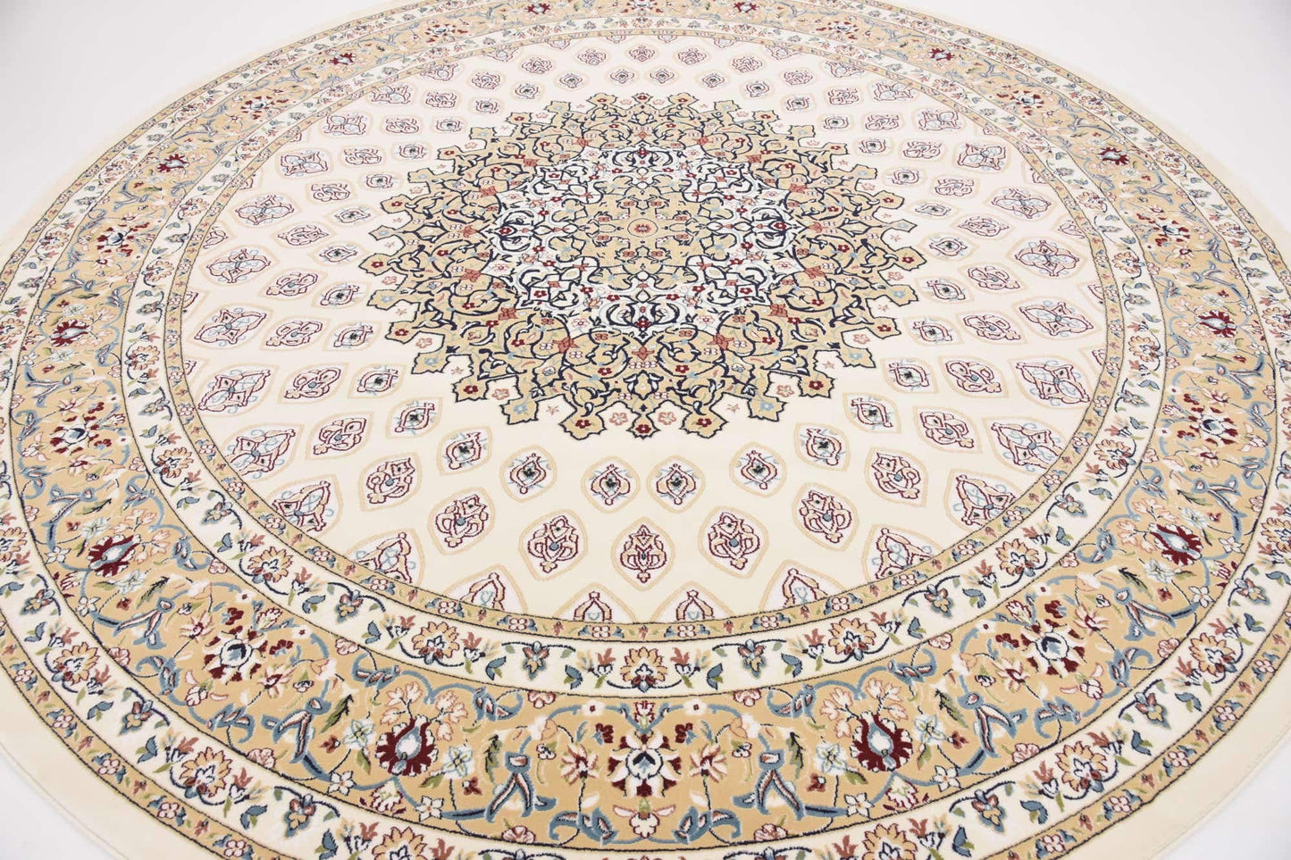 Unique Loom Narenj Collection Classic Traditional Textured Medallion Pattern Design Area Rug, 10' 0" x 10' 0", Ivory/Tan