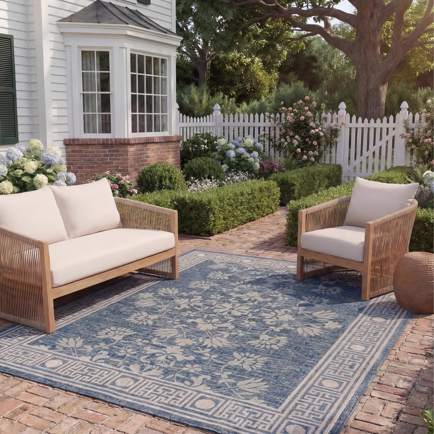 SAFAVIEH Courtyard Collection 9' x 12' Navy/Grey CY8064 Indoor/-Outdoor Waterproof Easy-Cleaning Patio Backyard Mudroom Area-Rug