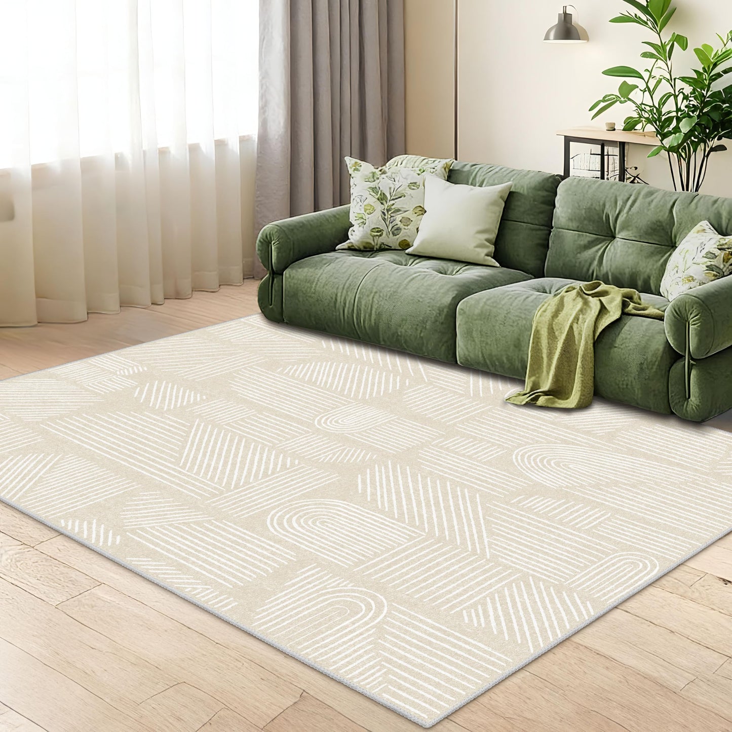 MUJOO 5x7 Area Rugs Washable Low Pile Non Slip Mid Century Modern Large