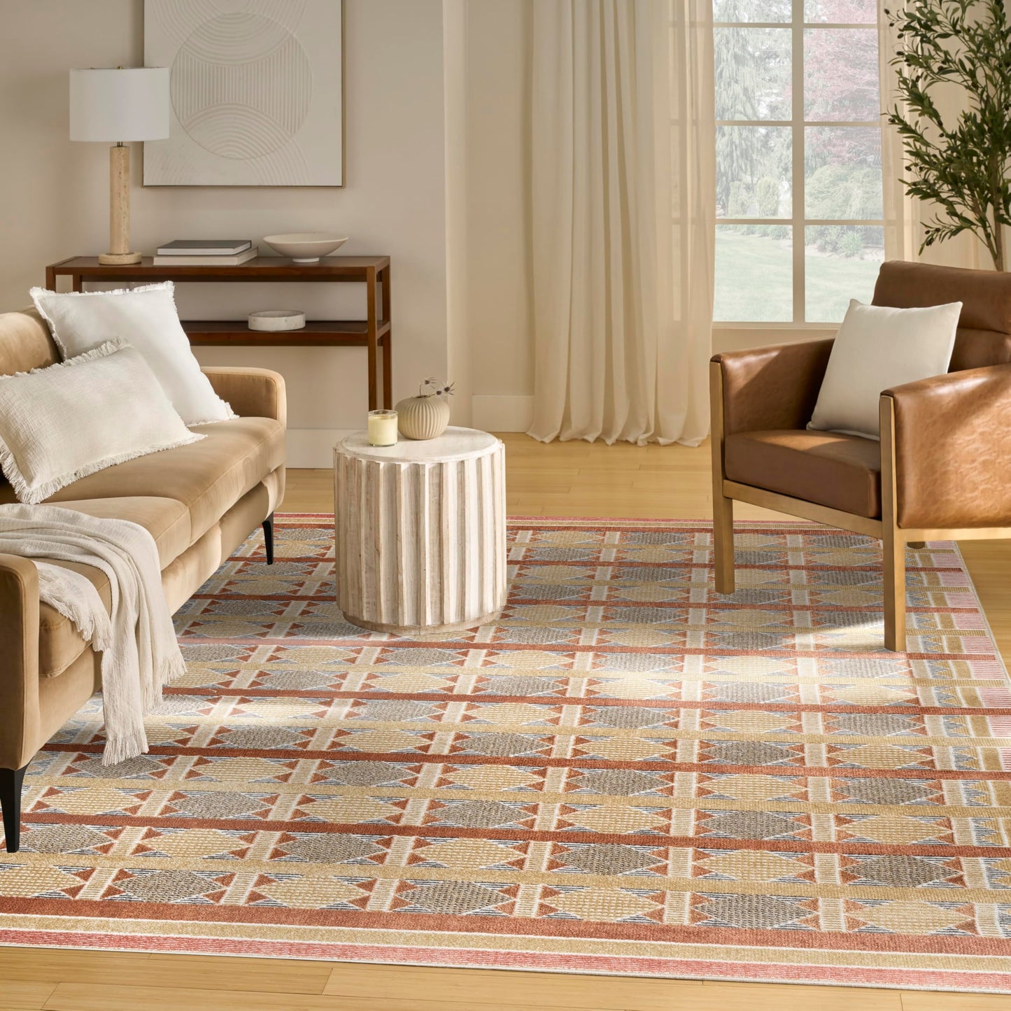 Nourison Home Nordic Rust Multicolor 8' x 10' Area Rug - Easy Clean, Non Shedding, Bed Room, Living Room, Dining Room, Kitchen (8' x 10')