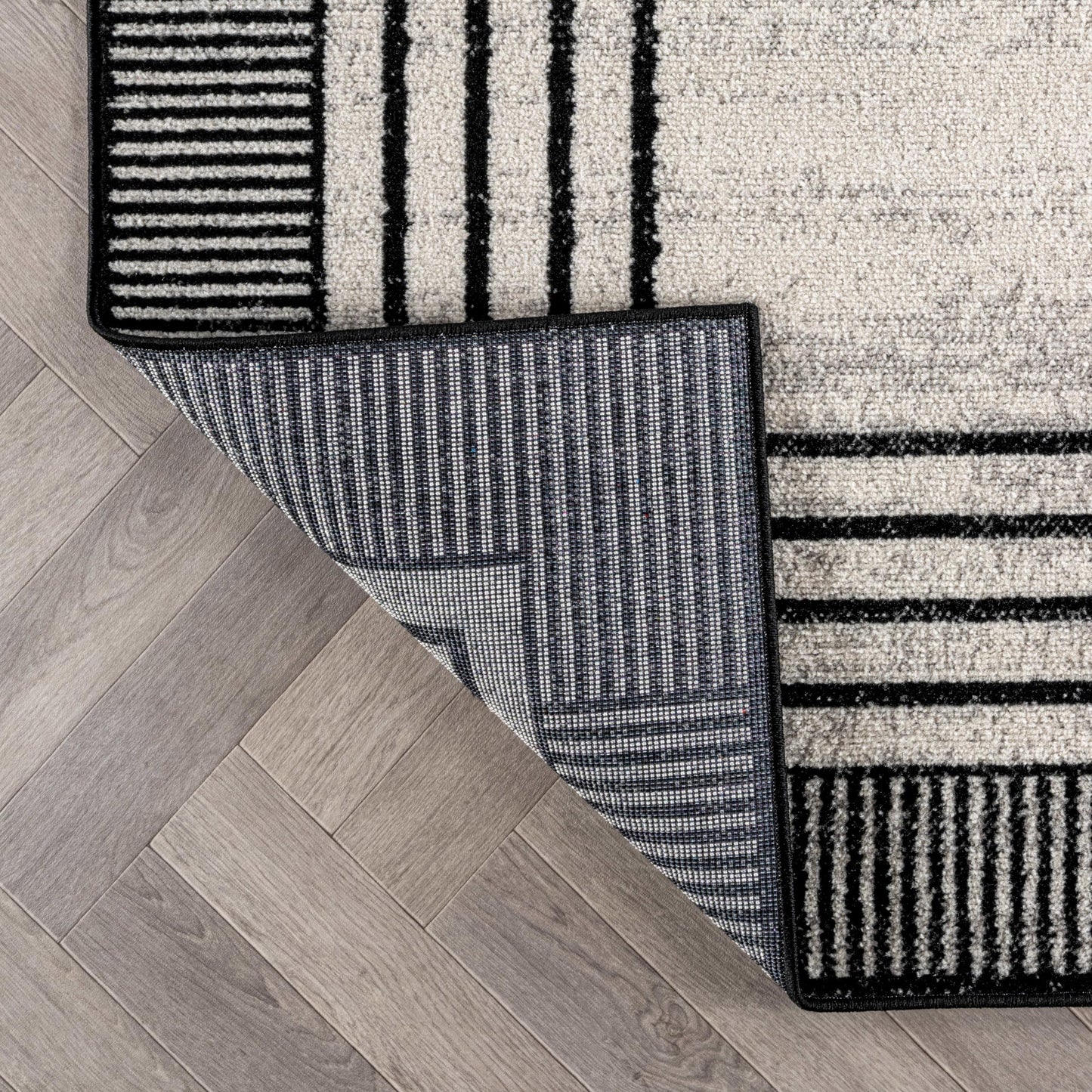 Rugshop Contemporary Geometric Bordered Indoor Area Rug for Living Room,Bedroom,Kitchen Rug Low Pile Rug with Jute Backing 5' x 7' Cream