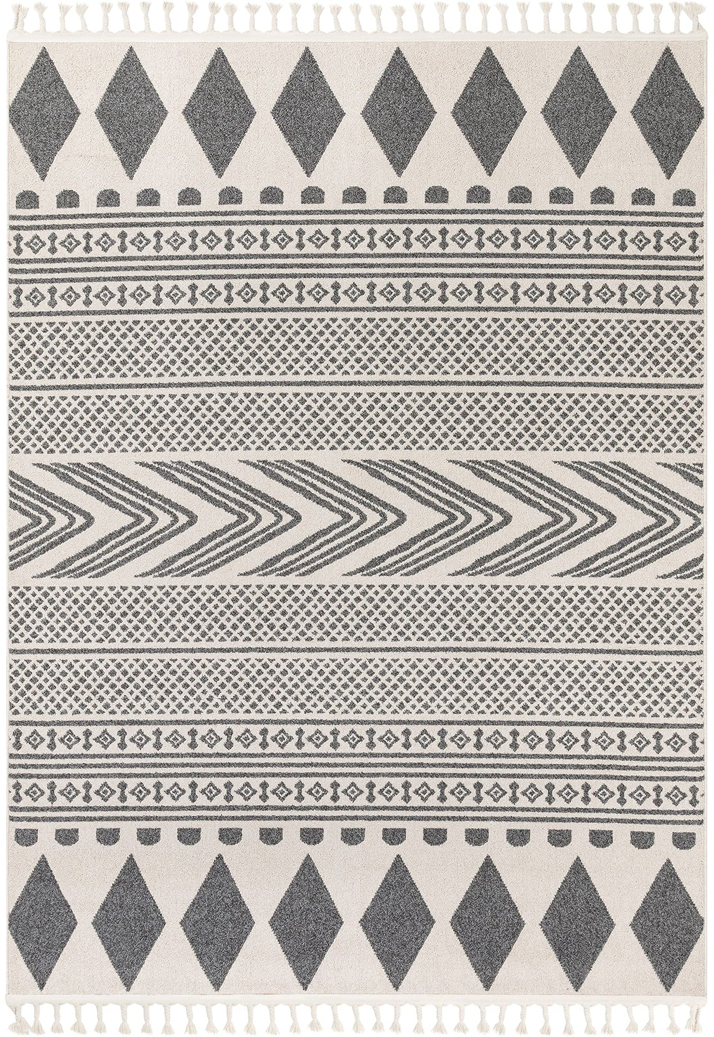 Well Woven Loop-De-Loop Cruce Tribal Moroccan Geometric Grey Kilim-Style 7'10" x 10"6" Area Rug