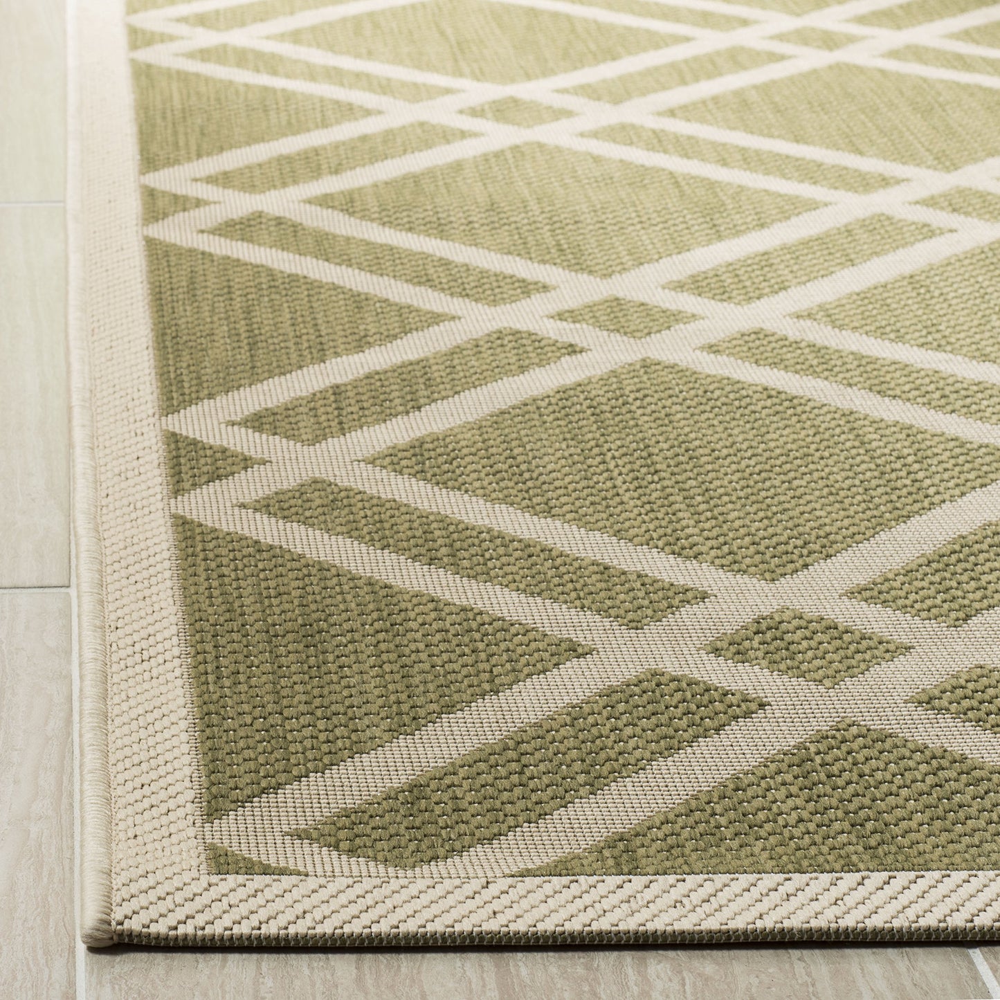 SAFAVIEH Courtyard Collection 6'7" x 9'6" Green/Beige CY6923 Trellis Indoor/ Outdoor Waterproof Easy Cleaning Patio Backyard Mudroom Area Rug