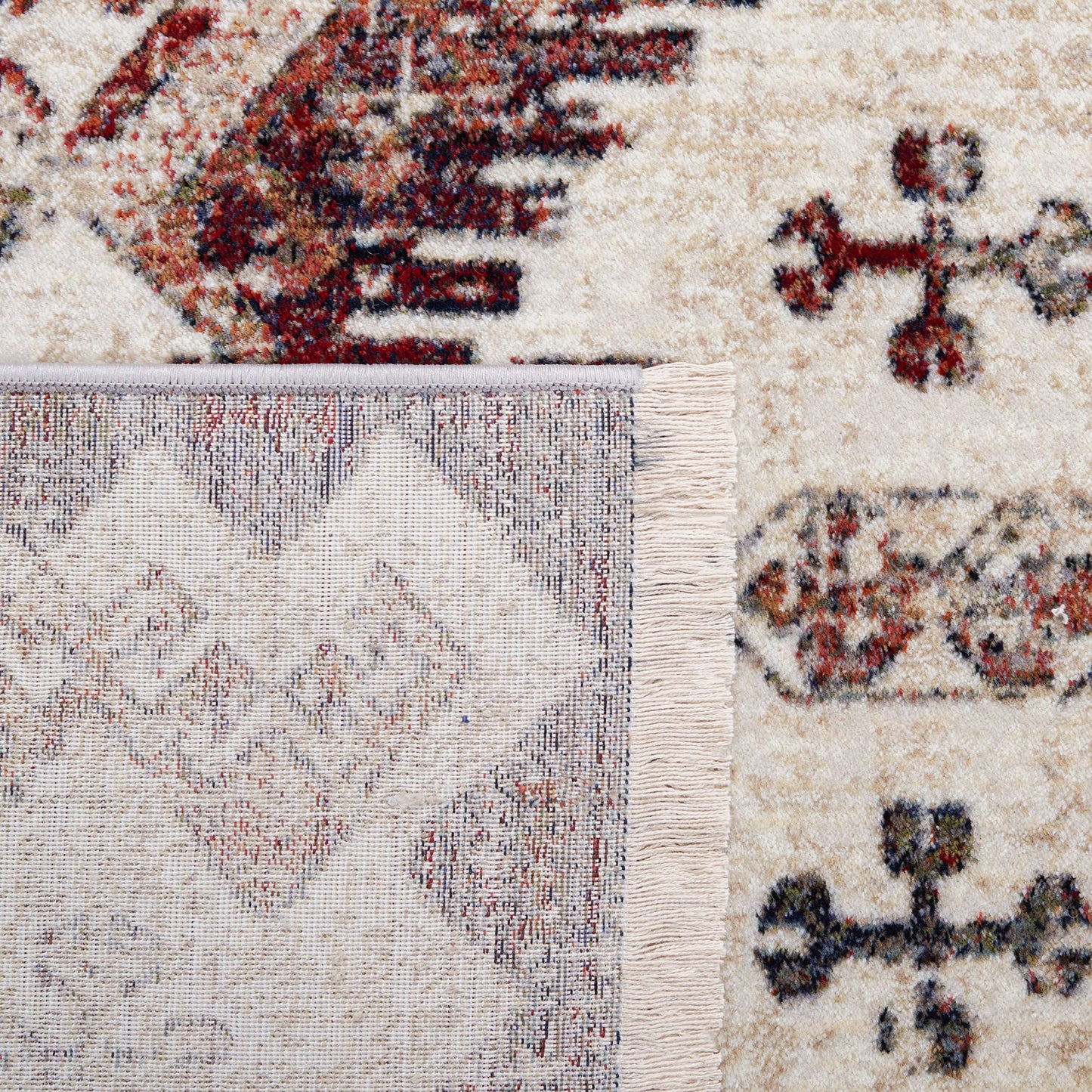 SAFAVIEH Herat Collection Runner Rug - 3' x 10', Cream & Grey, Boho Tribal Distressed Design, Non-Shedding & Easy Care, Ideal for High Traffic Areas in Living Room, Bedroom (HRT319A)