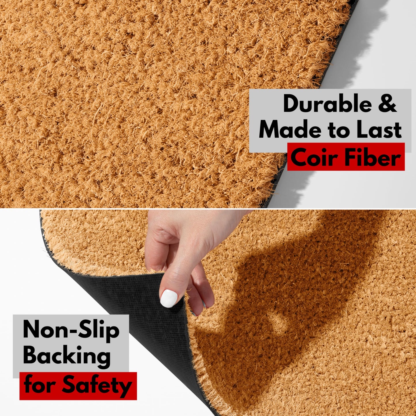 GIFTBYGIFTY Personalized Doormat with Family Name & 6 Designs, 18" x 30" - Durable Coir Fiber with Anti-Slip Backing, Outdoor-Indoor Use