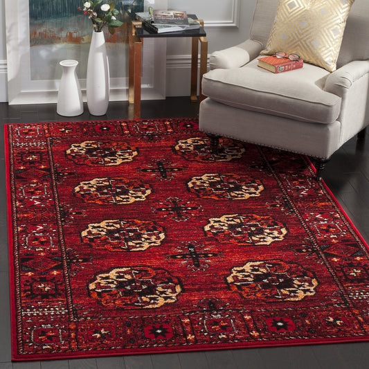 SAFAVIEH Vintage Hamadan Collection Area Rug - 6'7" x 9', Red & Multi, Oriental Traditional Persian Design, Non-Shedding & Easy Care, Ideal for High Traffic Areas in Living Room, Bedroom (VTH212A)