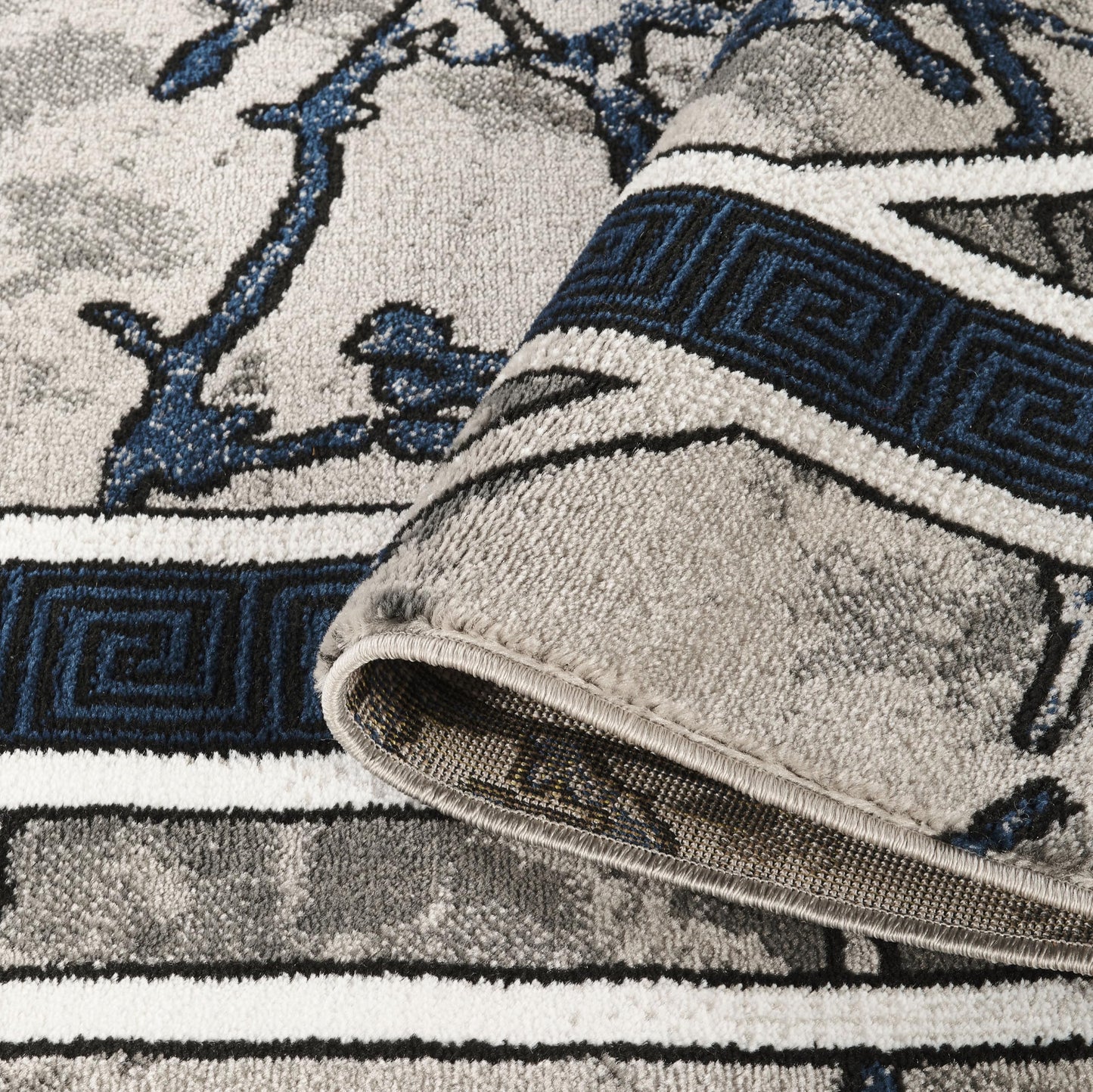 GLORY RUGS Area Rug Modern 8x10 Navy Grey White Black Soft Contemporary Floor Carpet with Premium Fluffy Texture for Indoor Living Dining Room and Bedroom Area