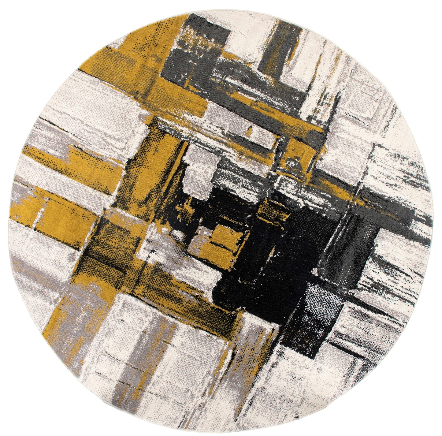 Rugshop Gold Modern Abstract Round Area Rug — Non-Shedding for Living Room, Dining Room and Foyer 8' Round