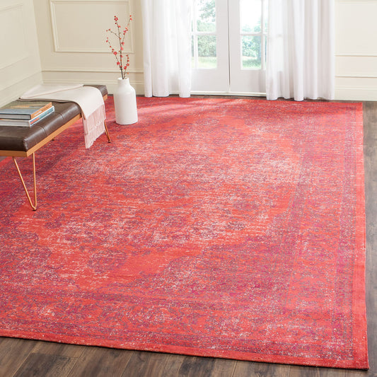 SAFAVIEH Classic Vintage Collection Area Rug - 9' x 12', Orange & Red, Oriental Medallion Cotton Design, Easy Care, Ideal for High Traffic Areas in Living Room, Bedroom (CLV121B)