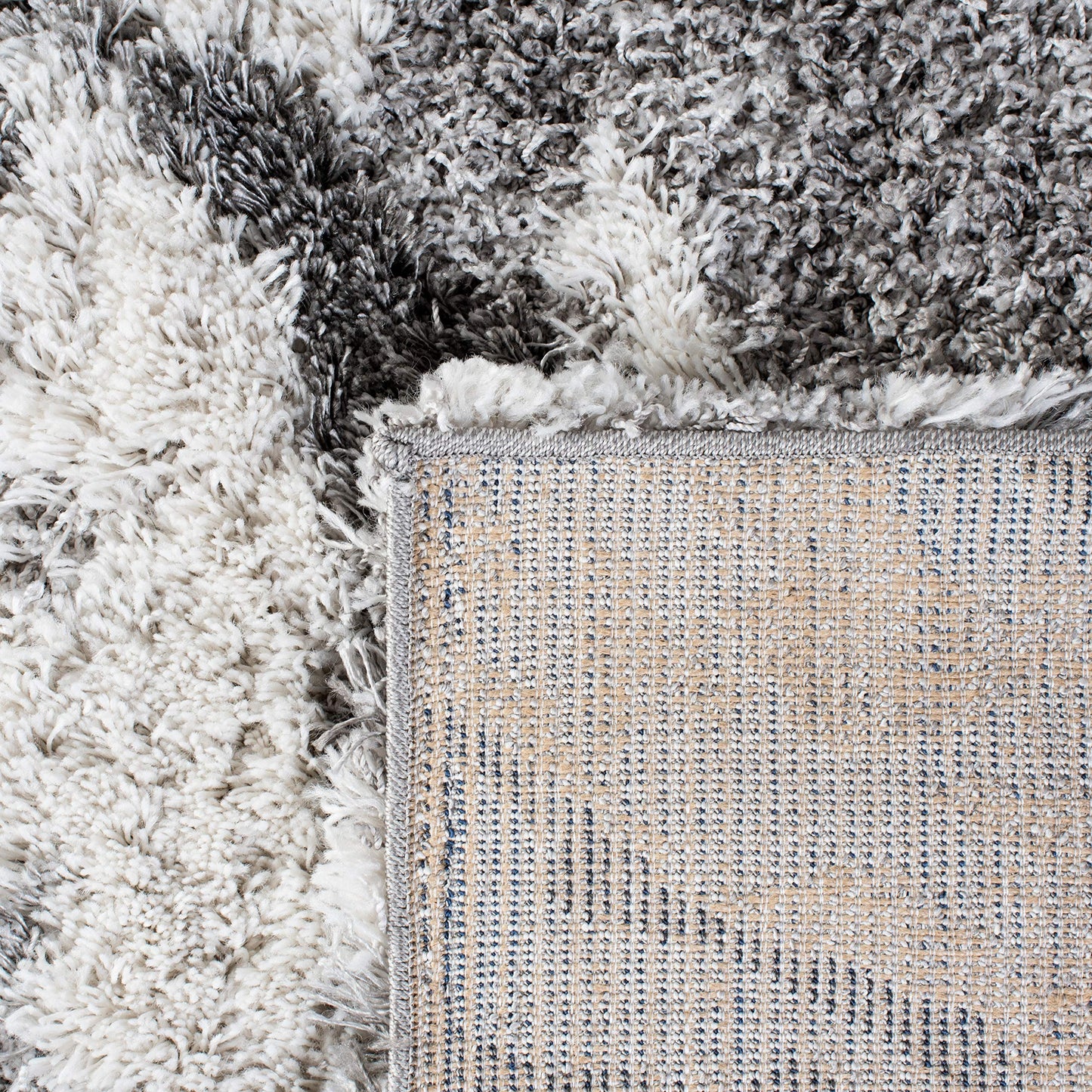SAFAVIEH Horizon Shag Collection Area Rug - 5'3" x 7'7", Grey & Ivory, Modern Abstract Design, Non-Shedding & Easy Care, 2-inch Thick Ideal for High Traffic Areas in Living Room, Bedroom (HZN890F)